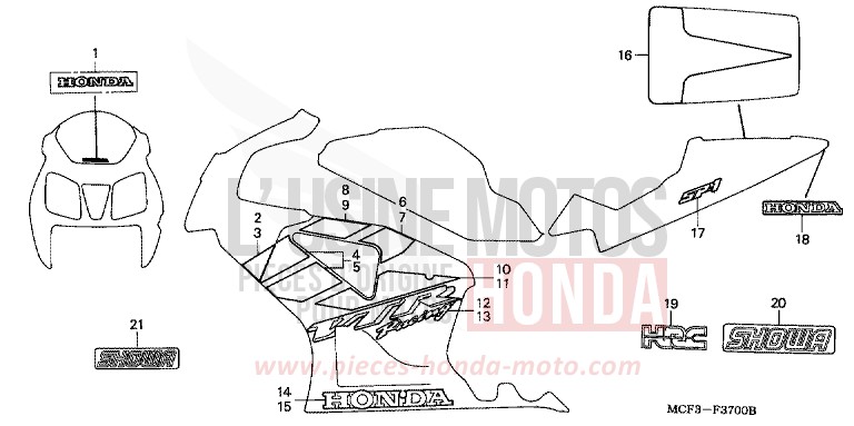 MARQUE/RAYURE (VTR1000SPY/1-E/ED/F/U) von VTR1000 SP-1 WINNING RED (R258) von 2000